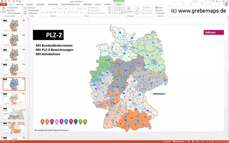 Deutschland Powerpoint Karte Postleitzahlen Plz