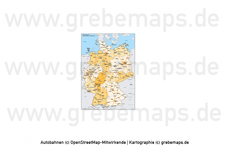 Deutschland Bundesländer Autobahnen Vektorkarte mit angrenzenden