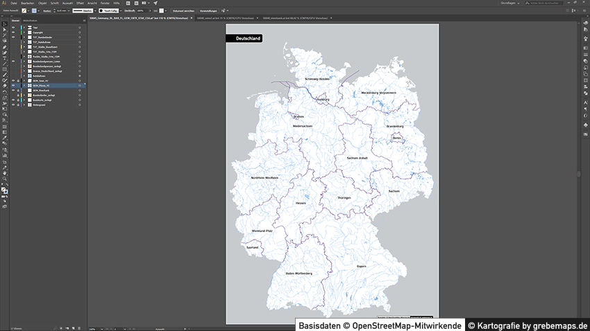 Deutschland Vektorkarte Autobahnen Städte Gewässer Bundesländer, Vektor-Karte Deutschland Autobahnen, Deutschlandkarte Bundesländer Vektor