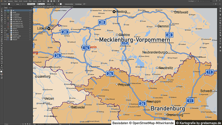 Deutschland Vektorkarte Autobahnen Städte Gewässer Bundesländer, Vektor-Karte Deutschland Autobahnen, Deutschlandkarte Bundesländer Vektor