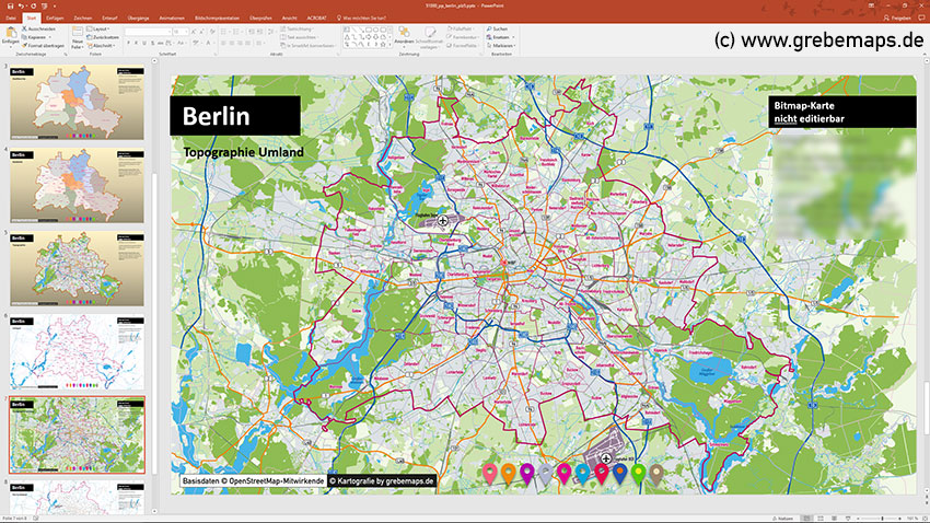 Berlin PowerPoint-Karte Postleitzahlen PLZ-5, PowerPoint Karte Berlin PLZ, Postleitzahlenkarte Berlin PowerPoint