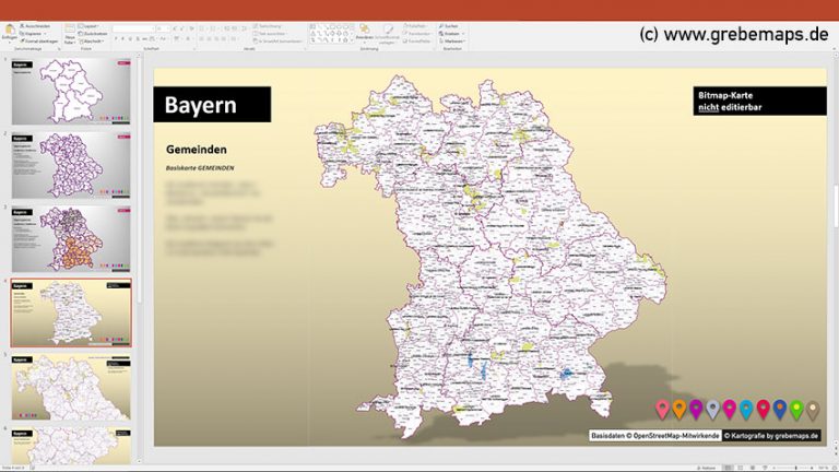 Bayern PowerPoint-Karte Regierungsbezirke Landkreise - Grebemaps ...