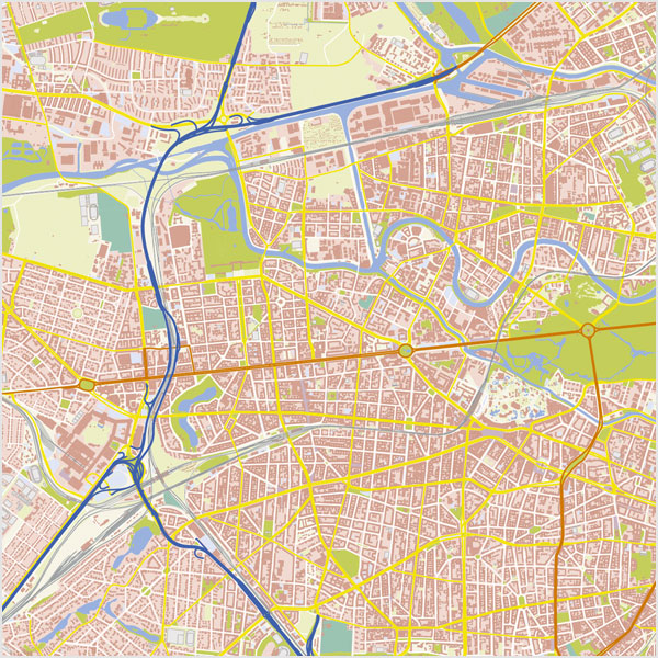 Berlin-Zentrum Stadtplan Vektor mit Gebäuden Basiskarte