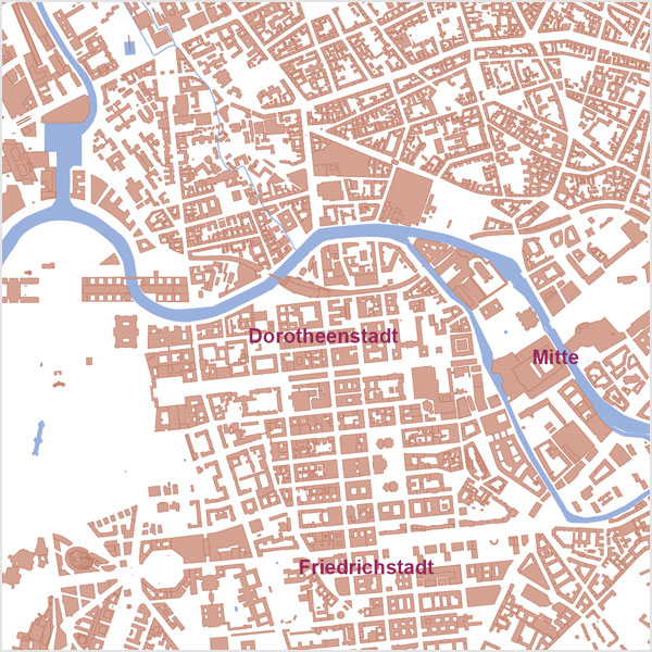 Berlin-Zentrum Stadtplan Vektor mit Gebäuden Basiskarte