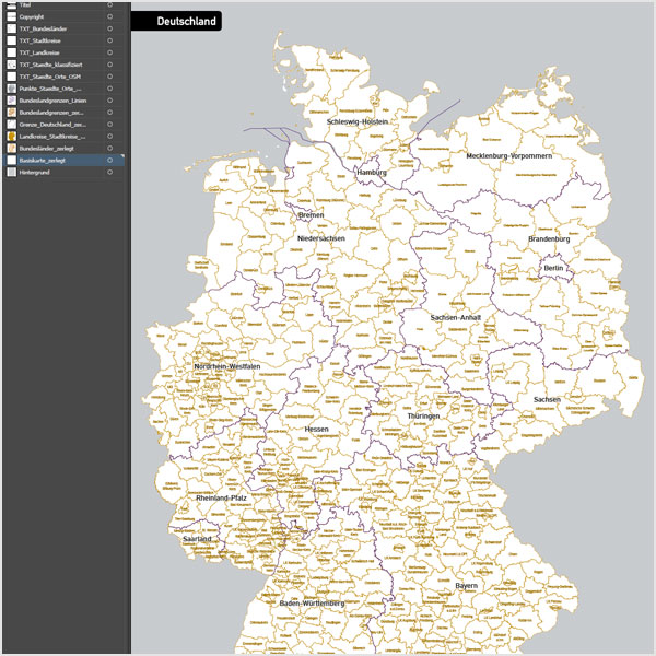 Deutschland Landkreise Stadtkreise Bundesländer Vektorkarte, Karte Deutschland Landkreise, Karte Vektor Deutschland Landkreise Bundesländer