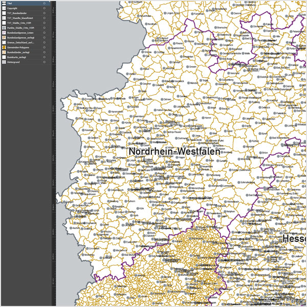 Deutschland Gemeinden Bundesländer Vektorkarte
