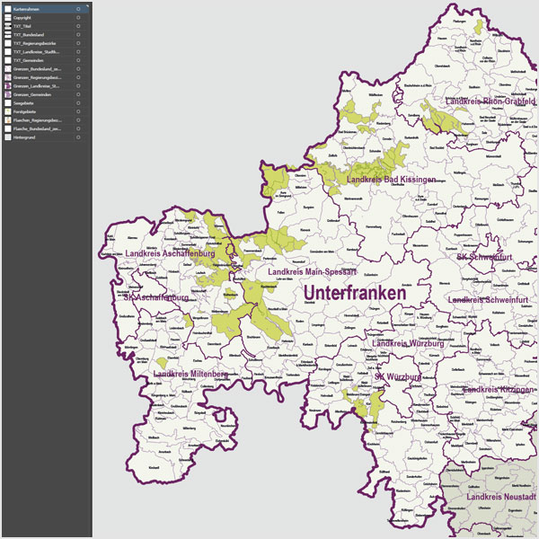 Bayern Vektorkarte Gemeinden Landkreise Regierungsbezirke