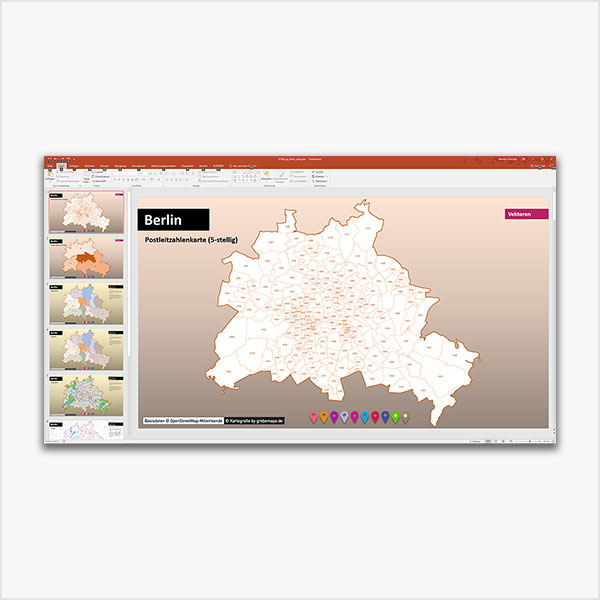 Berlin PowerPoint-Karte Postleitzahlen PLZ-5