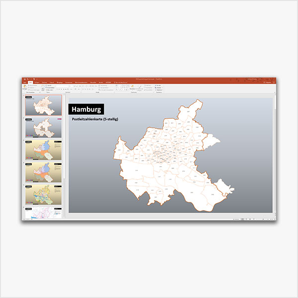 Hamburg PowerPoint-Karte Postleitzahlen PLZ-5