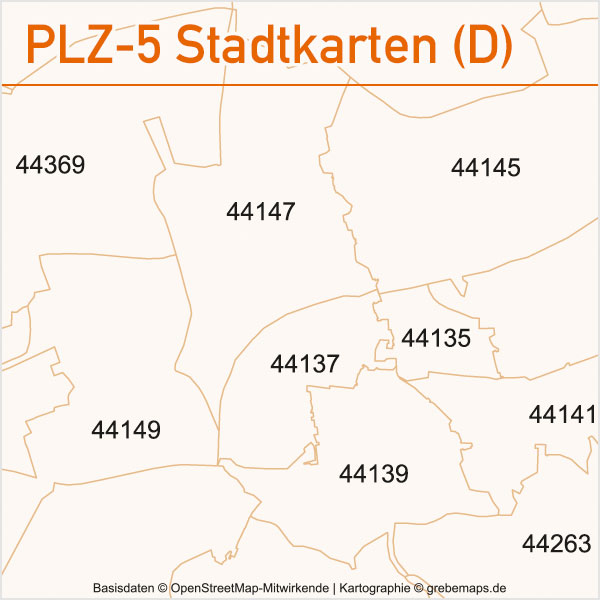 Postleitzahlen-Karten PLZ-5 Vektor Stadtkarten Deutschland