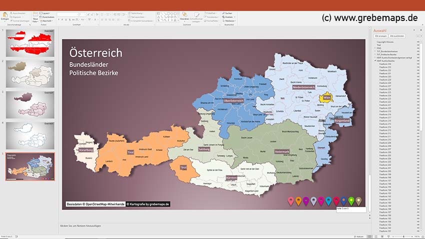 Austria Österreich PowerPoint-Karte Bundesländer Bezirke, Karte Österreich Bezirke