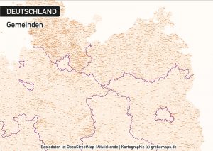 Deutschland Gemeinden mit Gemeindenamen Vektorkarte, Karte Gemeinden Deutschland Vektor, Vektorkarte Deutschland Gemeinden, Karte Vektor Gemeinden Deutschland