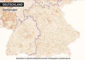 Deutschland Gemeinden mit Gemeindenamen Vektorkarte, Karte Gemeinden Deutschland Vektor, Vektorkarte Deutschland Gemeinden, Karte Vektor Gemeinden Deutschland