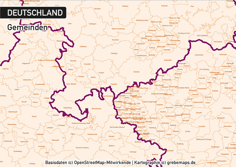 Deutschland Gemeinden mit Gemeindenamen Vektorkarte, Karte Gemeinden Deutschland Vektor, Vektorkarte Deutschland Gemeinden, Karte Vektor Gemeinden Deutschland
