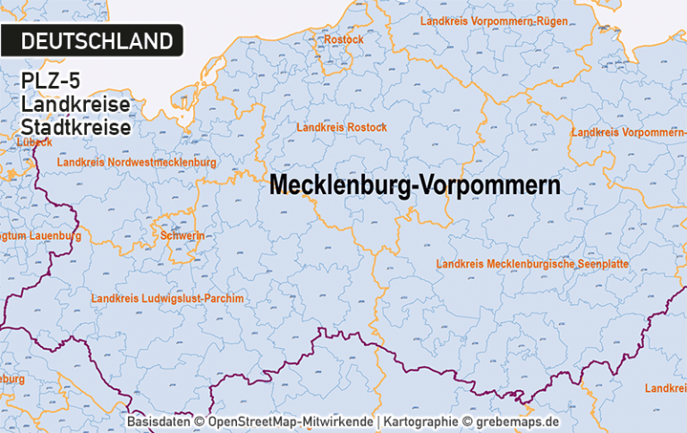 Deutschland Postleitzahlen PLZ-5 Vektorkarte 5-stellig (2018)