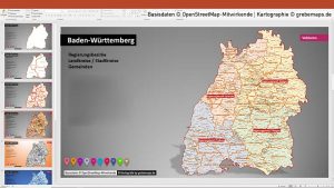 Baden-Württemberg PowerPoint-Karte Landkreise Gemeinden, Karte Gemeinden Baden-Württemberg