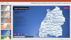 Baden-Württemberg PowerPoint-Karte Landkreise Gemeinden, Karte Gemeinden Baden-Württemberg