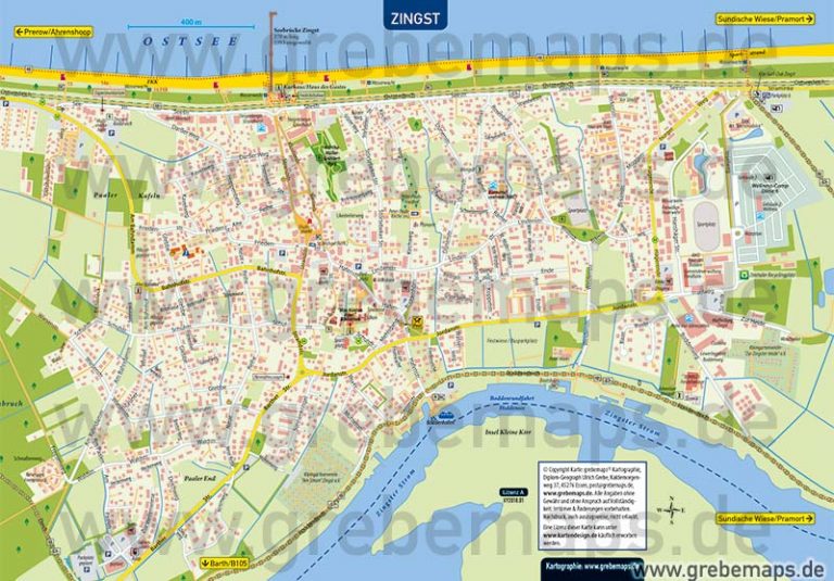 Ortsplan Zingst Ostseeheilbad für Print - Drucksachen - Flyer