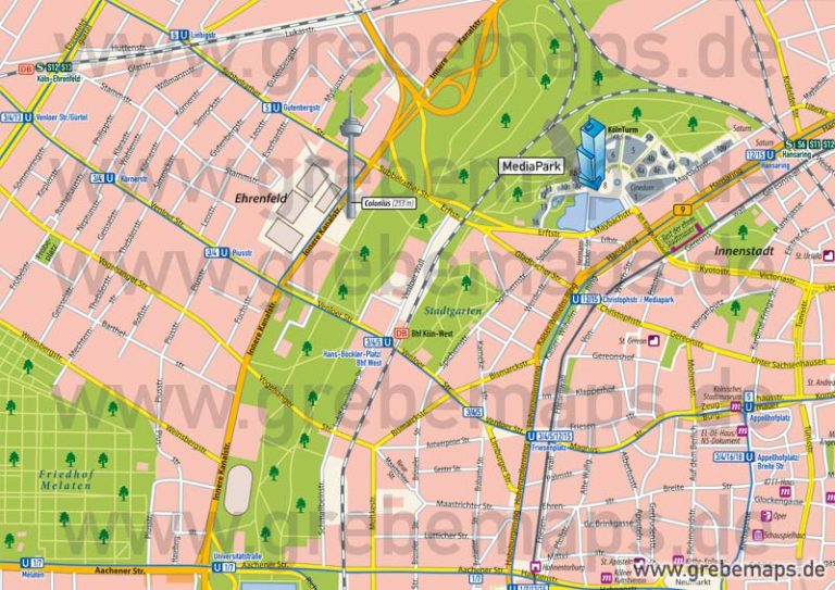 Stadtplan Köln-City-Übersicht für Print/Drucksachen/Flyer mit ...