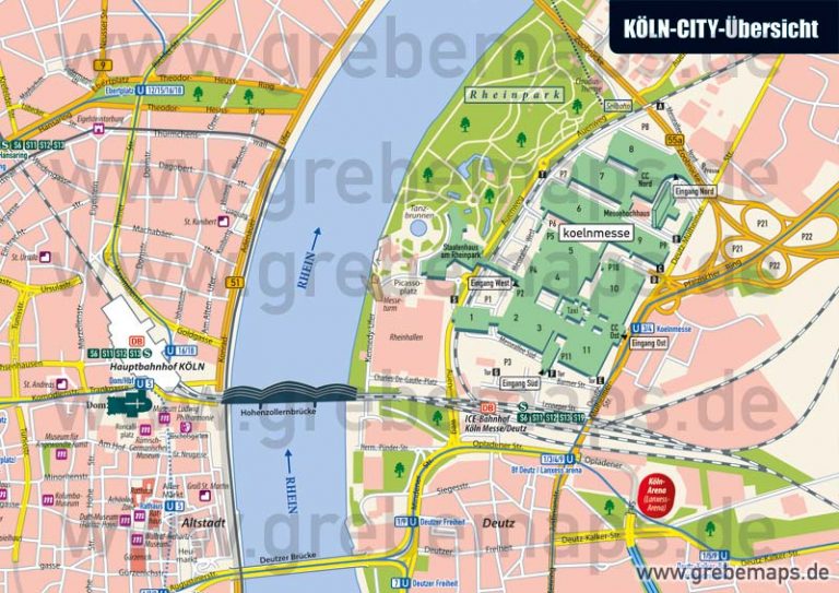 Stadtplan Köln-City-Übersicht für Print/Drucksachen/Flyer mit ...