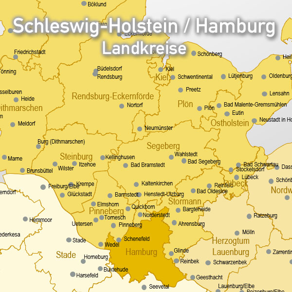 Schleswig-Holstein Hamburg PowerPoint-Karte Landkreise