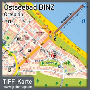 Ortsplan Binz Ostseebad auf Rügen für Print - Drucksachen - Flyer