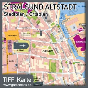 Stadtplan Stralsund-Altstadt für Print - Drucksachen - Flyer
