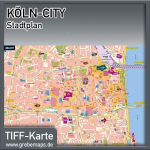 Stadtplan Köln-City für Print/Drucksachen/Flyer mit Sehenswürdigkeiten