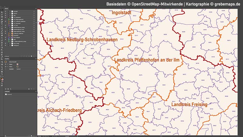 Bayern Vektorkarte Gemeinden Landkreise Regierungsbezirke PLZ-5, Karte Bayern Gemeinden, Karte Bayern Landkreise, Karte Bayern Postleitzahlen, PLZ-Karte Bayern 5-stellig