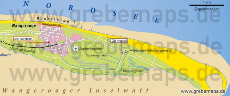 Inselkarte Wangerooge Nordseeheilbad für Print - Drucksachen - Flyer