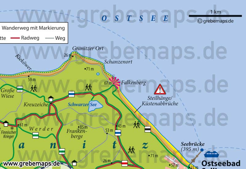Karte Rügen Granitz, touristische Karte Granitz, Wanderkarte Granitz, Infokarte Granitz