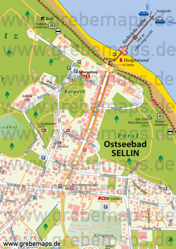 Ortsplan Sellin Ostseebad auf Rügen, Karte Sellin Rügen