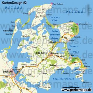 Karte Insel Rügen Übersicht Übersichtskarte für Print