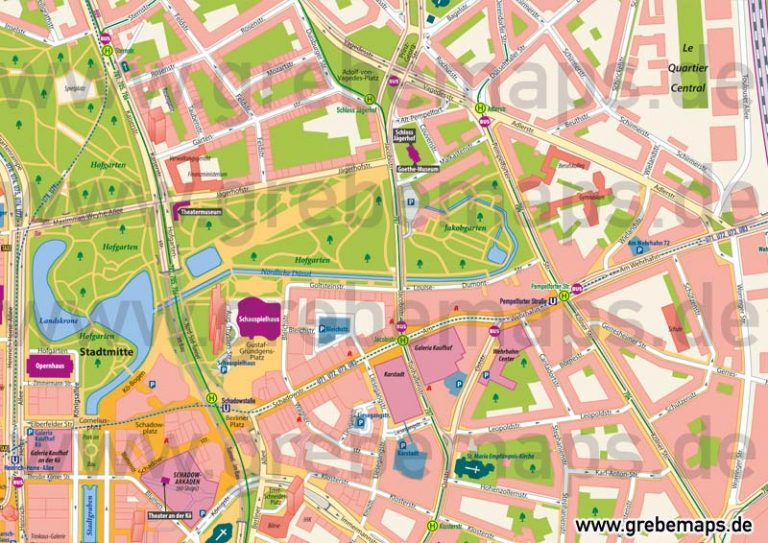 Stadtplan Düsseldorf-City Innenstadt Stadtmitte für Print, Drucksachen