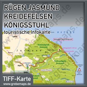 Karte Rügen Jasmund Kreidefelsen Königsstuhl für Print - Drucksachen