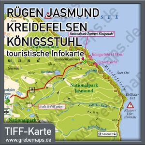 Karte Rügen Jasmund Kreidefelsen Königsstuhl für Print - Drucksachen