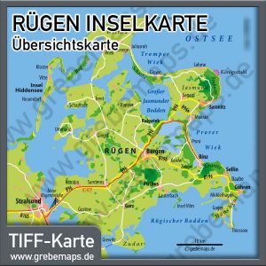 Karte Insel Rügen Übersicht Übersichtskarte für Print