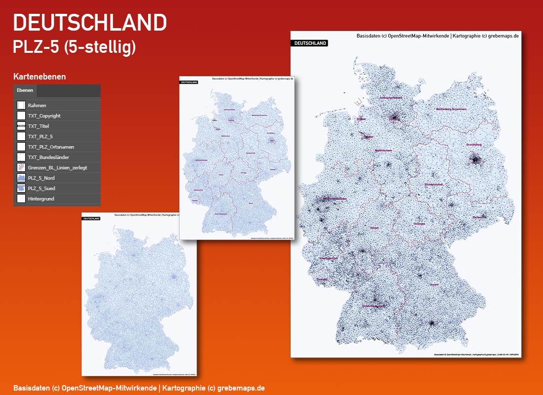 Deutschland PLZ Landkreise Gemeinden Vektorkarte (2018), Karte Deutschland Postleitzahlen, Karte Deutschland Landkreise, Karte Deutschland Gemeinden, Karte Deutschland Basis