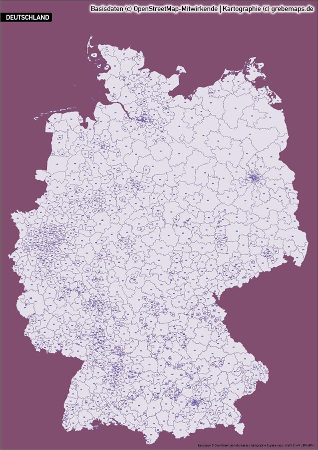 Deutschland PLUS Postleitzahlen PLZ 1-2-3 Vektorkarte (2018), Karte Deutschland Postleitzahlen, Karte Deutschland Landkreise, Karte Deutschland Gemeinden, Karte Deutschland Basis