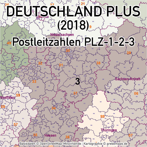Deutschland Postleitzahlenkarte PLZ 1-2-3 Vektorkarte (2018), Karte Deutschland Postleitzahlen, Karte Deutschland Landkreise, Karte Deutschland Gemeinden, Karte Deutschland Basis