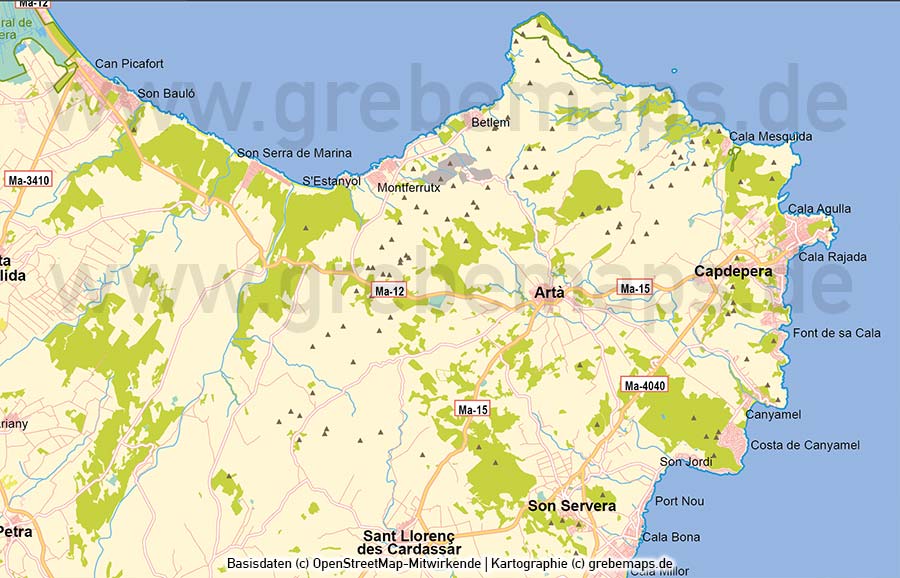 Mallorca Vektorkarte Topographie, Karte Mallorca Topographie, Basis-Karte Mallorca Vektor, Vektorgrafik Mallorca, Insel-Karte Mallorca, Karte Mallorca AI