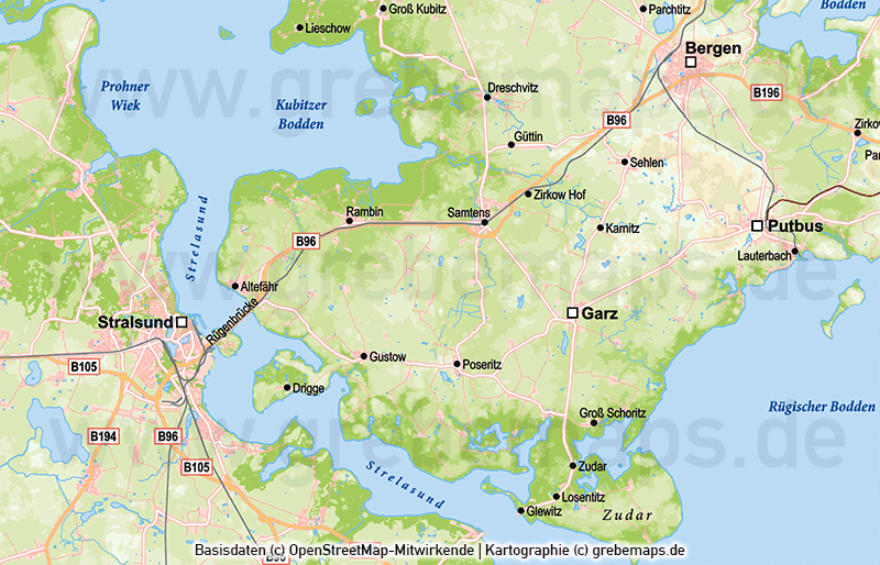 Rügen Vektorkarte Höhenschichten, Karte Rügen Höhenschichten, Karte Rügen physisch, physische Karte Rügen, Karte Vektor Rügen, Inselkarte Rügen Oberfläche