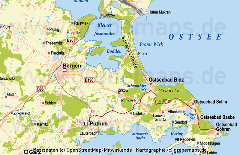 Rügen Vektorkarte Topographie, Rügen Übersichtskarte, Rügen Basiskarte, Karte Rügen Vektor, Inselkarte Rügen, Landkarte Rügen, Karte Rügen Topographie, Landkarte Rügen