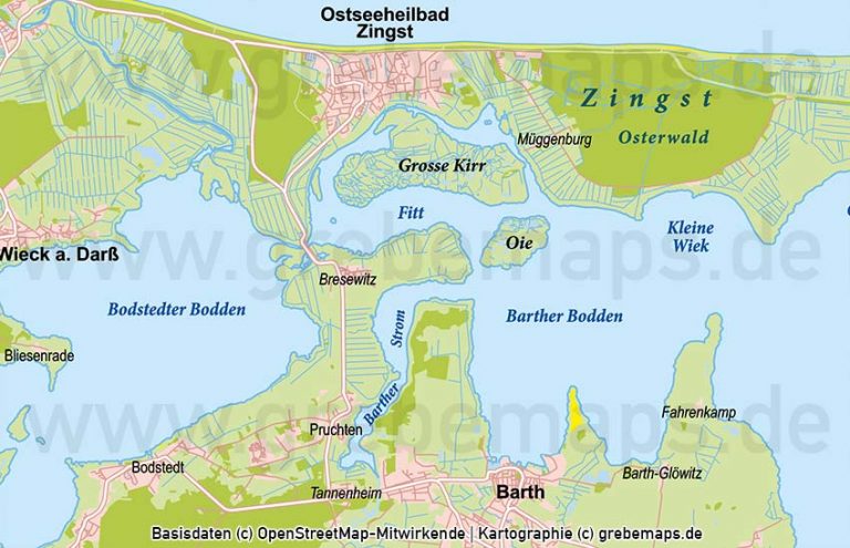 Fischland-Darß-Zingst Vektorkarte Basiskarte - grebemaps® Kartographie