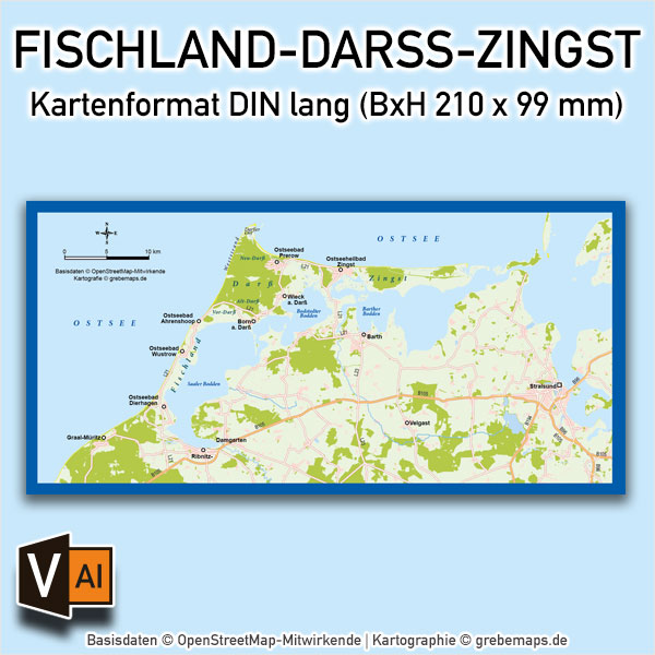 Fischland-Darß-Zingst Vektorkarte (DIN lang)