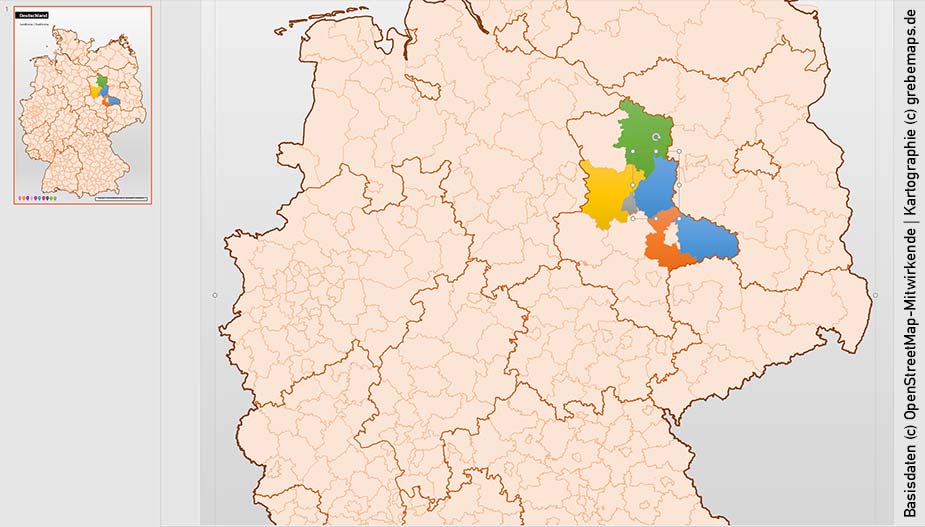 Deutschland PowerPoint-Karte Landkreise Bundesländer (DIN A3), Karte Landkreise Deutschland, Deutschland Karte Landkreise, Landkreise Karte