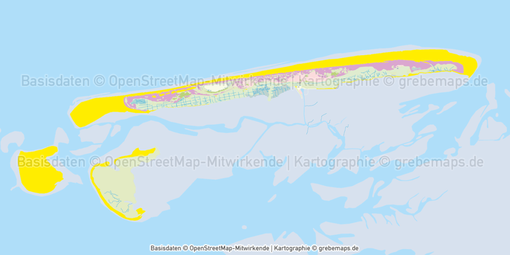 Juist Inselkarte mit Gebäuden Vektorkarte - grebemaps® Kartographie