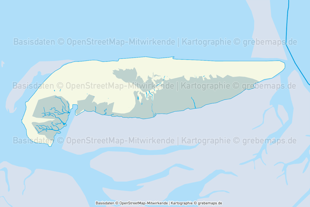 Spiekeroog Inselkarte mit Gebäuden Vektorkarte - grebemaps® Kartographie
