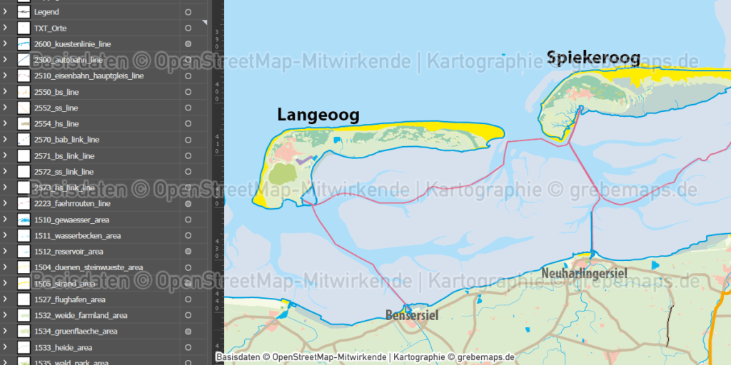 Eine Der Ostfriesischen Inseln 5 Buchstaben Ostfriesische Inseln Übersichtskarte Vektorkarte - grebemaps® Kartographie