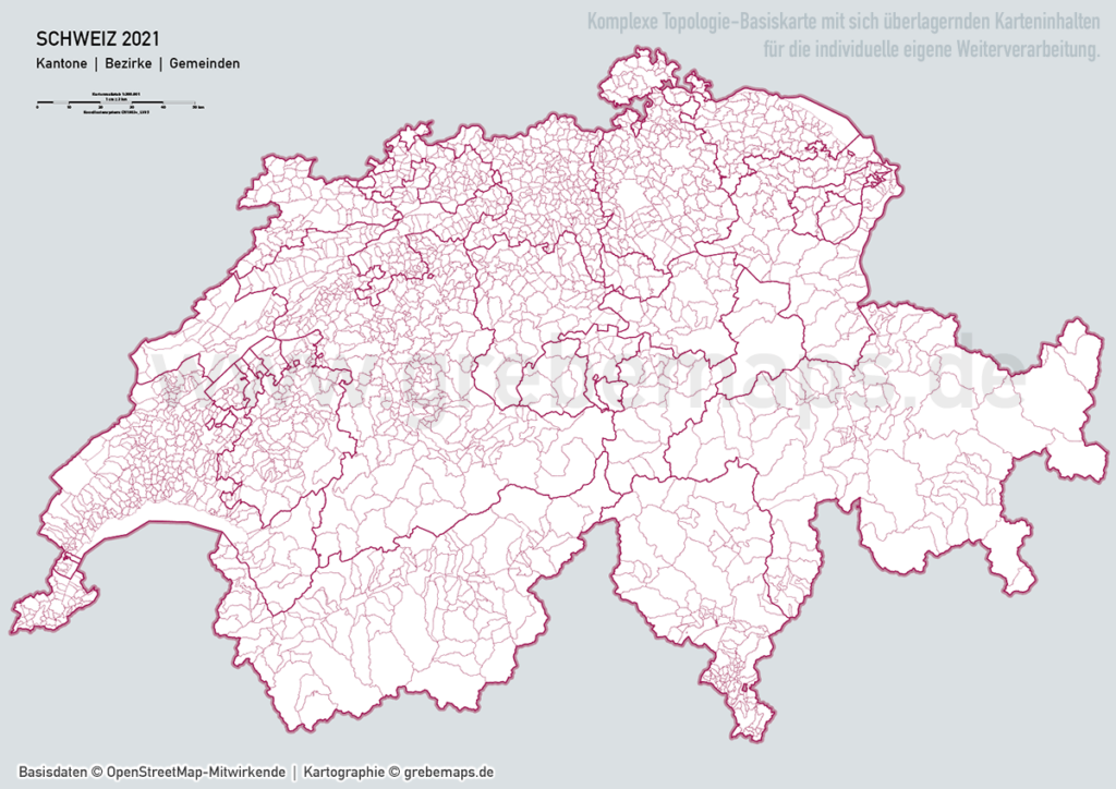 Schweiz Vektorkarte Kantone Gemeinden - grebemaps Kartographie